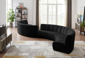 Infinity Boucle Fabric / Engineered Wood / Foam Contemporary Black Boucle Fabric 8pc. Modular Sectional - 268" W x 75" D x 33" H