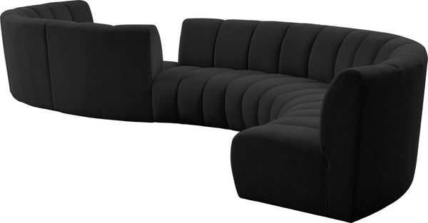 Infinity Boucle Fabric / Engineered Wood / Foam Contemporary Black Boucle Fabric 8pc. Modular Sectional - 268" W x 75" D x 33" H
