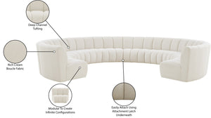 Infinity Boucle Fabric / Engineered Wood / Foam Contemporary Cream Boucle Fabric 10pc. Modular Sectional - 183" W x 157" D x 33" H