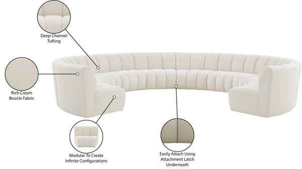 Infinity Boucle Fabric / Engineered Wood / Foam Contemporary Cream Boucle Fabric 10pc. Modular Sectional - 183" W x 157" D x 33" H