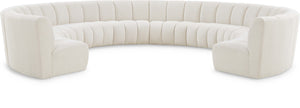 Infinity Boucle Fabric / Engineered Wood / Foam Contemporary Cream Boucle Fabric 10pc. Modular Sectional - 183" W x 157" D x 33" H