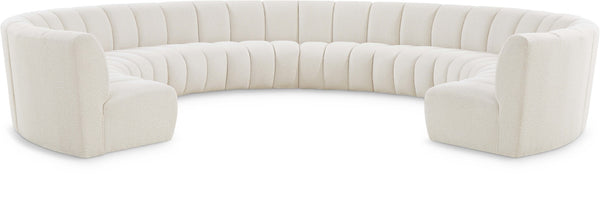 Infinity Boucle Fabric / Engineered Wood / Foam Contemporary Cream Boucle Fabric 10pc. Modular Sectional - 183" W x 157" D x 33" H