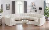 Infinity Boucle Fabric / Engineered Wood / Foam Contemporary Cream Boucle Fabric 10pc. Modular Sectional - 183" W x 157" D x 33" H