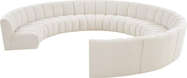 Infinity Boucle Fabric / Engineered Wood / Foam Contemporary Cream Boucle Fabric 10pc. Modular Sectional - 183" W x 157" D x 33" H