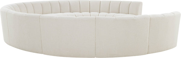 Infinity Boucle Fabric / Engineered Wood / Foam Contemporary Cream Boucle Fabric 10pc. Modular Sectional - 183" W x 157" D x 33" H