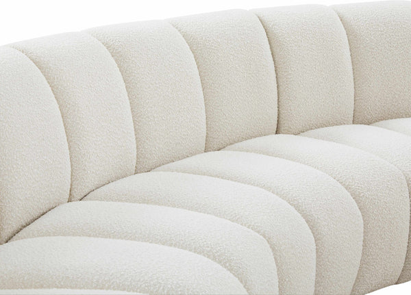 Infinity Boucle Fabric / Engineered Wood / Foam Contemporary Cream Boucle Fabric 10pc. Modular Sectional - 183" W x 157" D x 33" H