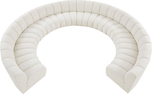 Infinity Boucle Fabric / Engineered Wood / Foam Contemporary Cream Boucle Fabric 10pc. Modular Sectional - 183" W x 157" D x 33" H