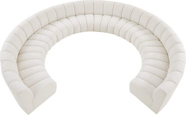 Infinity Boucle Fabric / Engineered Wood / Foam Contemporary Cream Boucle Fabric 10pc. Modular Sectional - 183" W x 157" D x 33" H