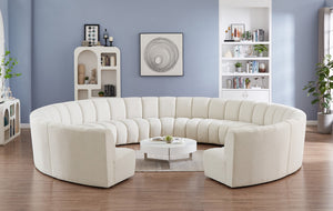 Infinity Boucle Fabric / Engineered Wood / Foam Contemporary Cream Boucle Fabric 11pc. Modular Sectional - 183" W x 171" D x 33" H