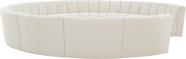 Infinity Boucle Fabric / Engineered Wood / Foam Contemporary Cream Boucle Fabric 11pc. Modular Sectional - 183" W x 171" D x 33" H