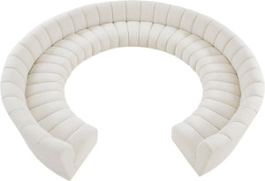 Infinity Boucle Fabric / Engineered Wood / Foam Contemporary Cream Boucle Fabric 11pc. Modular Sectional - 183" W x 171" D x 33" H