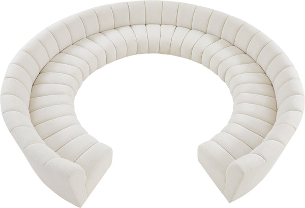 Infinity Boucle Fabric / Engineered Wood / Foam Contemporary Cream Boucle Fabric 11pc. Modular Sectional - 183" W x 171" D x 33" H