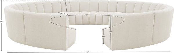 Infinity Boucle Fabric / Engineered Wood / Foam Contemporary Cream Boucle Fabric 12pc. Modular Sectional - 183" W x 181" D x 33" H