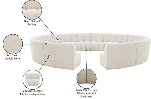 Infinity Boucle Fabric / Engineered Wood / Foam Contemporary Cream Boucle Fabric 12pc. Modular Sectional - 183" W x 181" D x 33" H