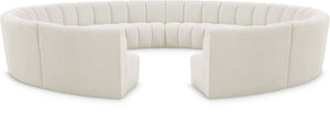 Infinity Boucle Fabric / Engineered Wood / Foam Contemporary Cream Boucle Fabric 12pc. Modular Sectional - 183" W x 181" D x 33" H