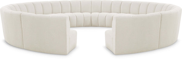 Infinity Boucle Fabric / Engineered Wood / Foam Contemporary Cream Boucle Fabric 12pc. Modular Sectional - 183" W x 181" D x 33" H