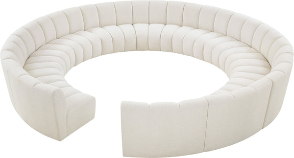 Infinity Boucle Fabric / Engineered Wood / Foam Contemporary Cream Boucle Fabric 12pc. Modular Sectional - 183" W x 181" D x 33" H