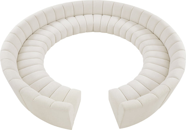 Infinity Boucle Fabric / Engineered Wood / Foam Contemporary Cream Boucle Fabric 12pc. Modular Sectional - 183" W x 181" D x 33" H