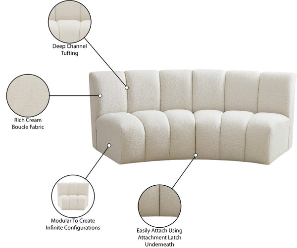 Infinity Boucle Fabric / Engineered Wood / Foam Contemporary Cream Boucle Fabric 2pc. Modular Sectional - 83" W x 41" D x 33" H