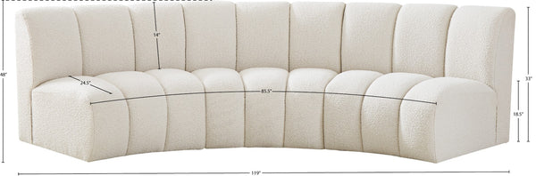 Infinity Boucle Fabric / Engineered Wood / Foam Contemporary Cream Boucle Fabric 3pc. Modular Sectional - 119" W x 48" D x 33" H