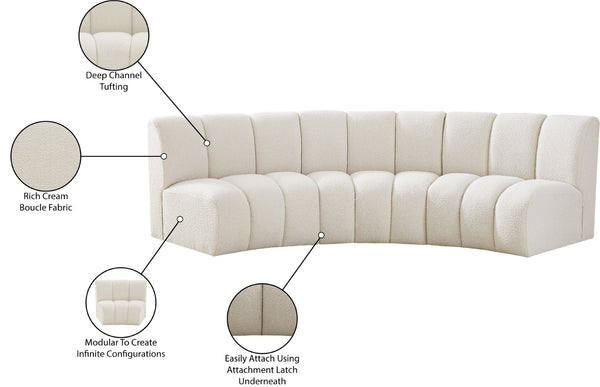 Infinity Boucle Fabric / Engineered Wood / Foam Contemporary Cream Boucle Fabric 3pc. Modular Sectional - 119" W x 48" D x 33" H
