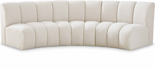 Infinity Boucle Fabric / Engineered Wood / Foam Contemporary Cream Boucle Fabric 3pc. Modular Sectional - 119" W x 48" D x 33" H