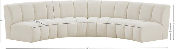 Infinity Boucle Fabric / Engineered Wood / Foam Contemporary Cream Boucle Fabric 4pc. Modular Sectional - 148" W x 59" D x 33" H