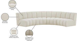 Infinity Boucle Fabric / Engineered Wood / Foam Contemporary Cream Boucle Fabric 4pc. Modular Sectional - 148" W x 59" D x 33" H