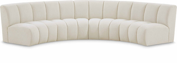 Infinity Boucle Fabric / Engineered Wood / Foam Contemporary Cream Boucle Fabric 4pc. Modular Sectional - 148" W x 59" D x 33" H