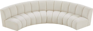 Infinity Boucle Fabric / Engineered Wood / Foam Contemporary Cream Boucle Fabric 4pc. Modular Sectional - 148" W x 59" D x 33" H