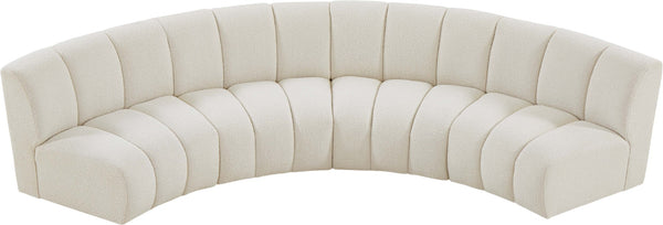 Infinity Boucle Fabric / Engineered Wood / Foam Contemporary Cream Boucle Fabric 4pc. Modular Sectional - 148" W x 59" D x 33" H