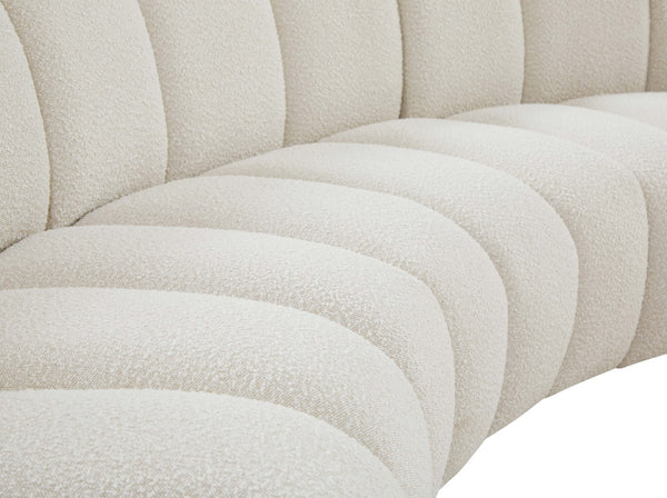 Infinity Boucle Fabric / Engineered Wood / Foam Contemporary Cream Boucle Fabric 4pc. Modular Sectional - 148" W x 59" D x 33" H