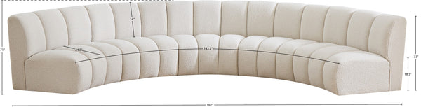 Infinity Boucle Fabric / Engineered Wood / Foam Contemporary Cream Boucle Fabric 5pc. Modular Sectional - 167" W x 71" D x 33" H
