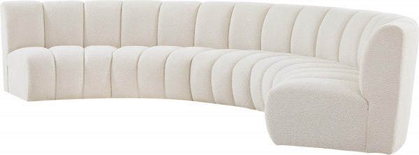 Infinity Boucle Fabric / Engineered Wood / Foam Contemporary Cream Boucle Fabric 5pc. Modular Sectional - 167" W x 71" D x 33" H