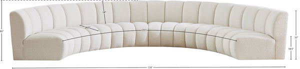 Infinity Boucle Fabric / Engineered Wood / Foam Contemporary Cream Boucle Fabric 6pc. Modular Sectional - 174" W x 85" D x 33" H