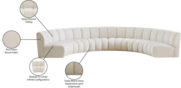Infinity Boucle Fabric / Engineered Wood / Foam Contemporary Cream Boucle Fabric 6pc. Modular Sectional - 174" W x 85" D x 33" H