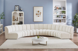 Infinity Boucle Fabric / Engineered Wood / Foam Contemporary Cream Boucle Fabric 6pc. Modular Sectional - 174" W x 85" D x 33" H