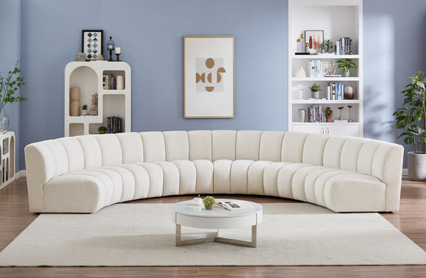 Infinity Boucle Fabric / Engineered Wood / Foam Contemporary Cream Boucle Fabric 6pc. Modular Sectional - 174" W x 85" D x 33" H