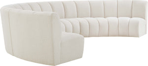 Infinity Boucle Fabric / Engineered Wood / Foam Contemporary Cream Boucle Fabric 6pc. Modular Sectional - 174" W x 85" D x 33" H