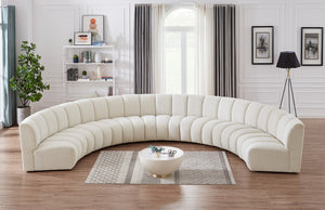 Infinity Boucle Fabric / Engineered Wood / Foam Contemporary Cream Boucle Fabric 7pc. Modular Sectional - 183" W x 104" D x 33" H