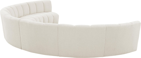 Infinity Boucle Fabric / Engineered Wood / Foam Contemporary Cream Boucle Fabric 7pc. Modular Sectional - 183" W x 104" D x 33" H