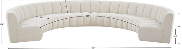 Infinity Boucle Fabric / Engineered Wood / Foam Contemporary Cream Boucle Fabric 8pc. Modular Sectional - 183" W x 124" D x 33" H