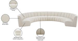 Infinity Boucle Fabric / Engineered Wood / Foam Contemporary Cream Boucle Fabric 8pc. Modular Sectional - 183" W x 124" D x 33" H