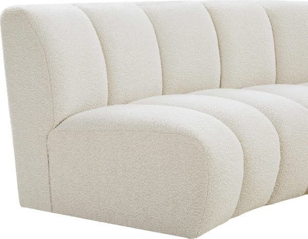 Infinity Boucle Fabric / Engineered Wood / Foam Contemporary Cream Boucle Fabric 8pc. Modular Sectional - 183" W x 124" D x 33" H