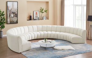 Infinity Boucle Fabric / Engineered Wood / Foam Contemporary Cream Boucle Fabric 8pc. Modular Sectional - 183" W x 124" D x 33" H