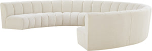 Infinity Boucle Fabric / Engineered Wood / Foam Contemporary Cream Boucle Fabric 8pc. Modular Sectional - 183" W x 124" D x 33" H