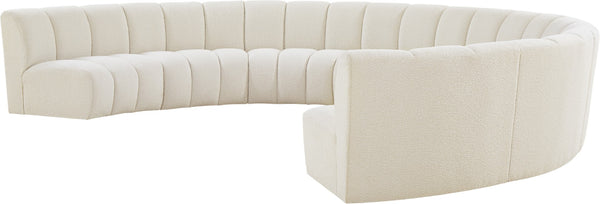 Infinity Boucle Fabric / Engineered Wood / Foam Contemporary Cream Boucle Fabric 8pc. Modular Sectional - 183" W x 124" D x 33" H