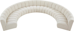 Infinity Boucle Fabric / Engineered Wood / Foam Contemporary Cream Boucle Fabric 8pc. Modular Sectional - 183" W x 124" D x 33" H