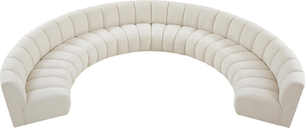 Infinity Boucle Fabric / Engineered Wood / Foam Contemporary Cream Boucle Fabric 8pc. Modular Sectional - 183" W x 124" D x 33" H