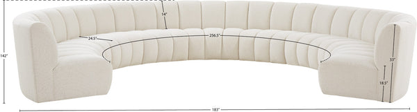 Infinity Boucle Fabric / Engineered Wood / Foam Contemporary Cream Boucle Fabric 9pc. Modular Sectional - 183" W x 142" D x 33" H